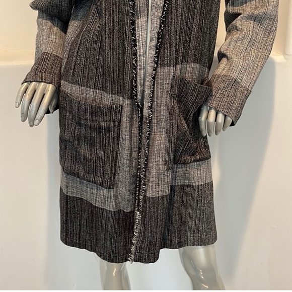 Eileen Fisher Black Organic Cotton Hazy Blocks Shawl Cardigan Jacket Size L/XL - Picture 10 of 15